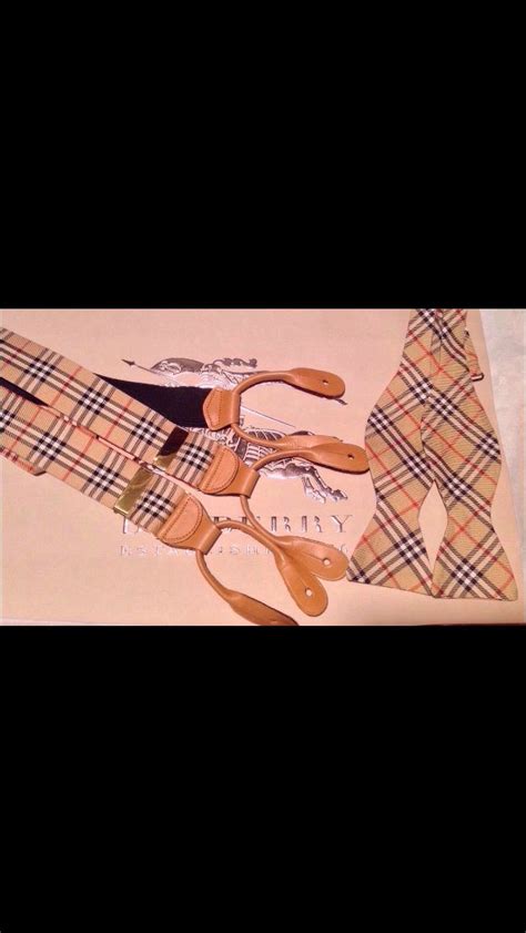 mens burberry bow tie and suspenders